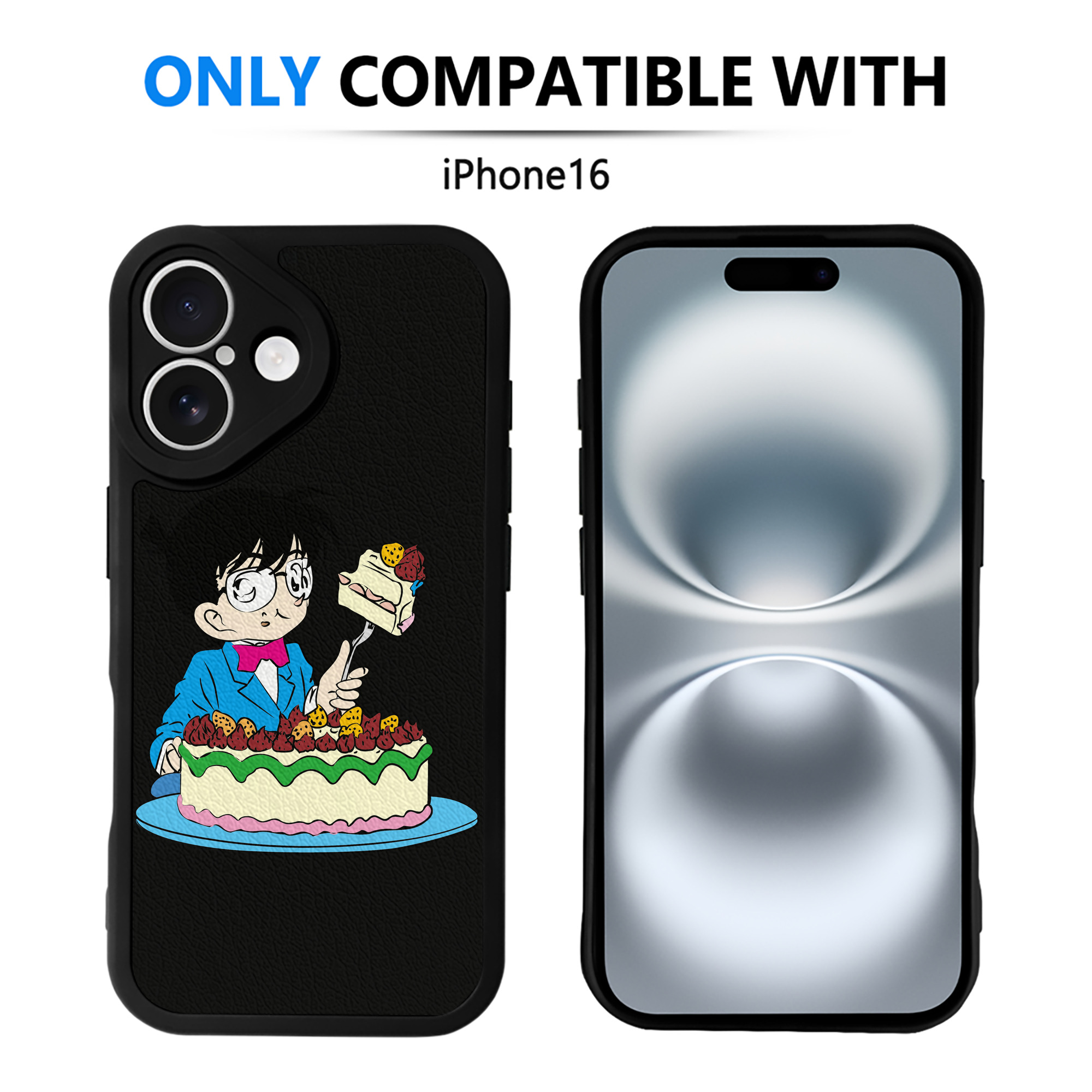 （画像用） 名探偵コナン 江戸川 コナン Detective Conan Conan Edogawa 【iPhone 16シリーズ対応】シリコンスマホケース（レザー調） 材質：シリコン
